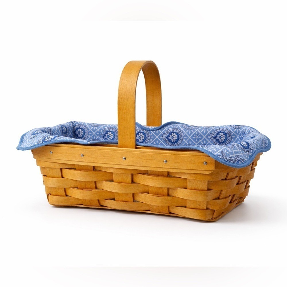 Longaberger Handwoven Basket Blue Liner Signed Dated Americana Cottagecore 8"